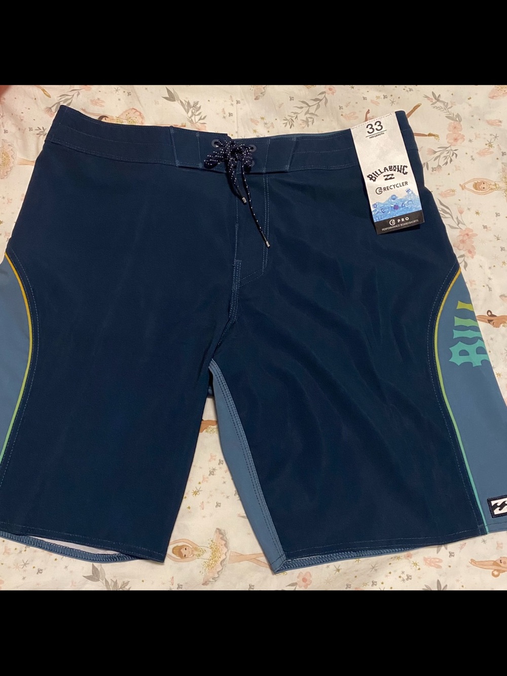 Billabong Men’s Dark Navy Boardshorts with Light Blue Side Panels